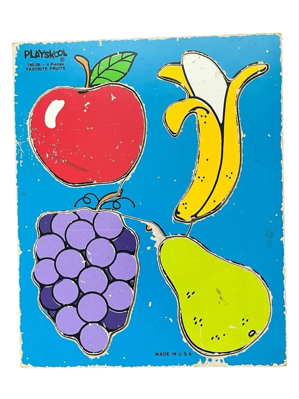 Vintage Playskool Fruit Puzzle grapes pear apple banana